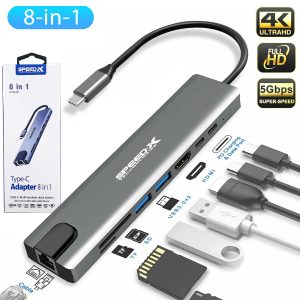 Speed-x 8 In 1 Multi-port Type C 4k Hdmi Usb 3.0 Converter