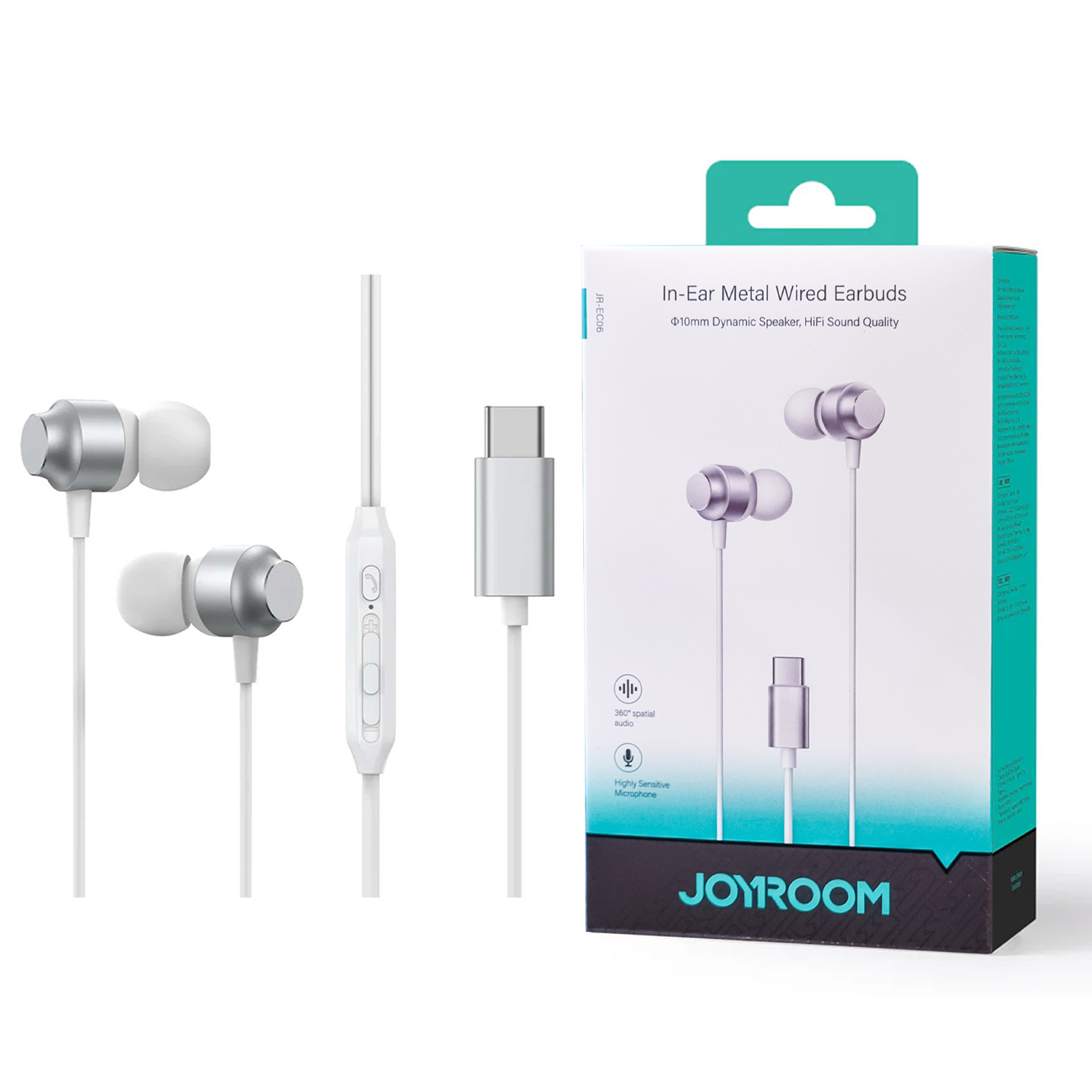Joyroom-Ec06 Type-C Series In-Ear Metal Wired Earbuds Black