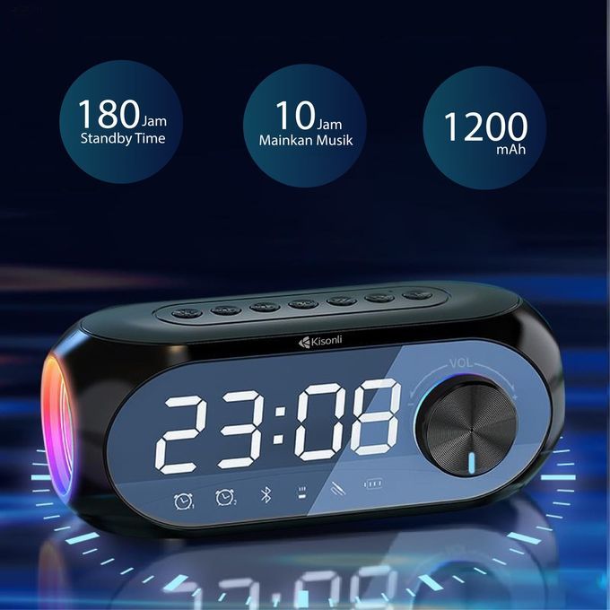 Kisonli Lp-2s Rgb Speaker Alarm Clock Bluetooth 5.0 Tf-Card For Mobile