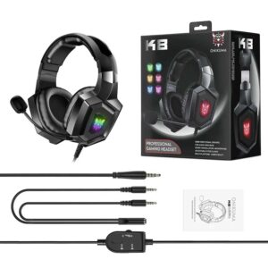 Onikuma K8 Rgb Gaming Headphone Over-Ear Headset With Microphone Volume Control Headphones Rgb Led Lights