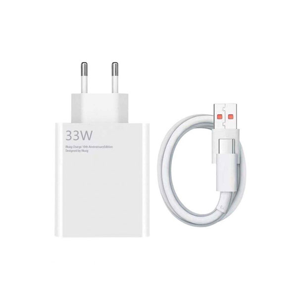 Xiaomi 33w Eu Plug Qc3.0 Fast Quick Wall Turbo Charger With Cable