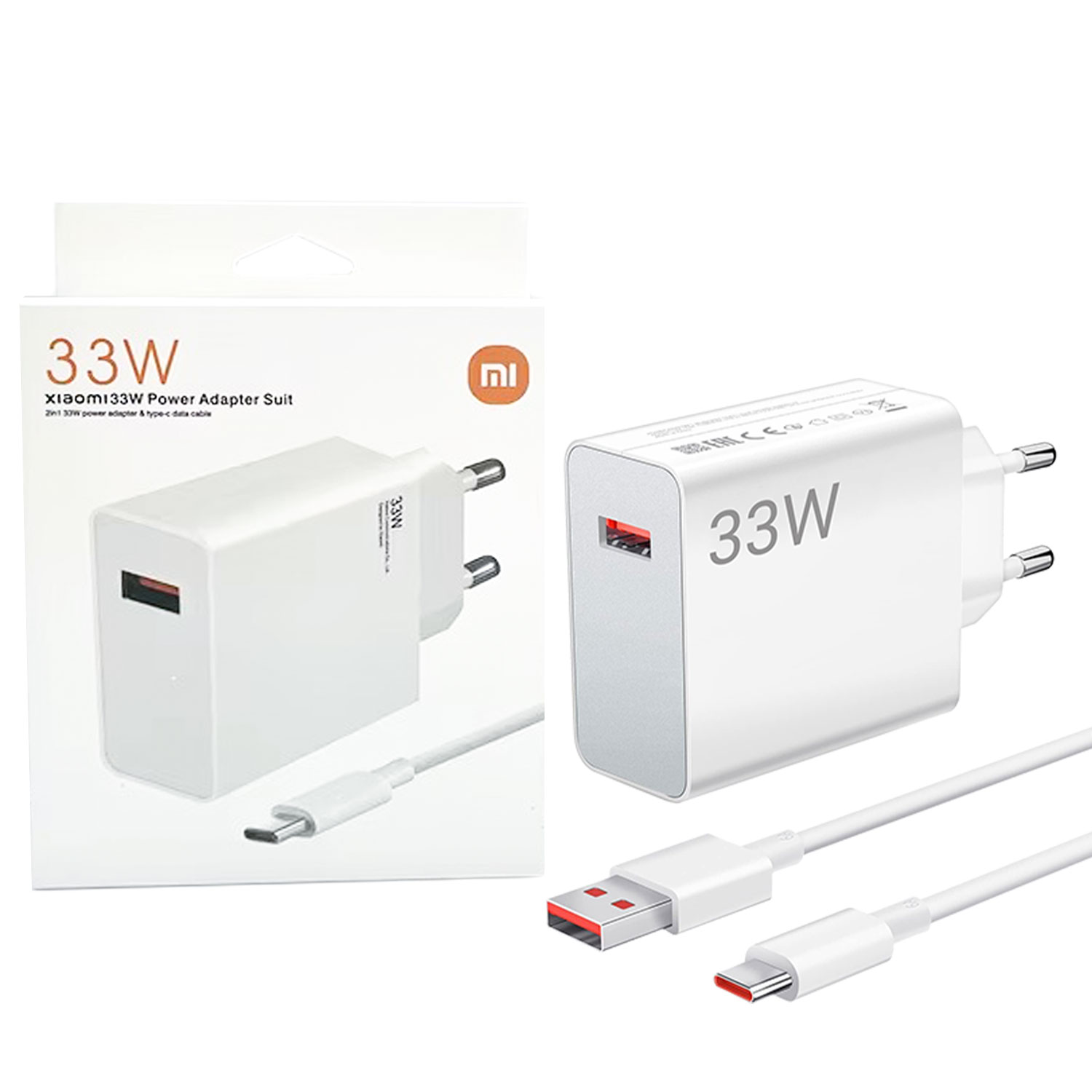 Xiaomi 33w Eu Plug Qc3.0 Fast Quick Wall Charger With Cable