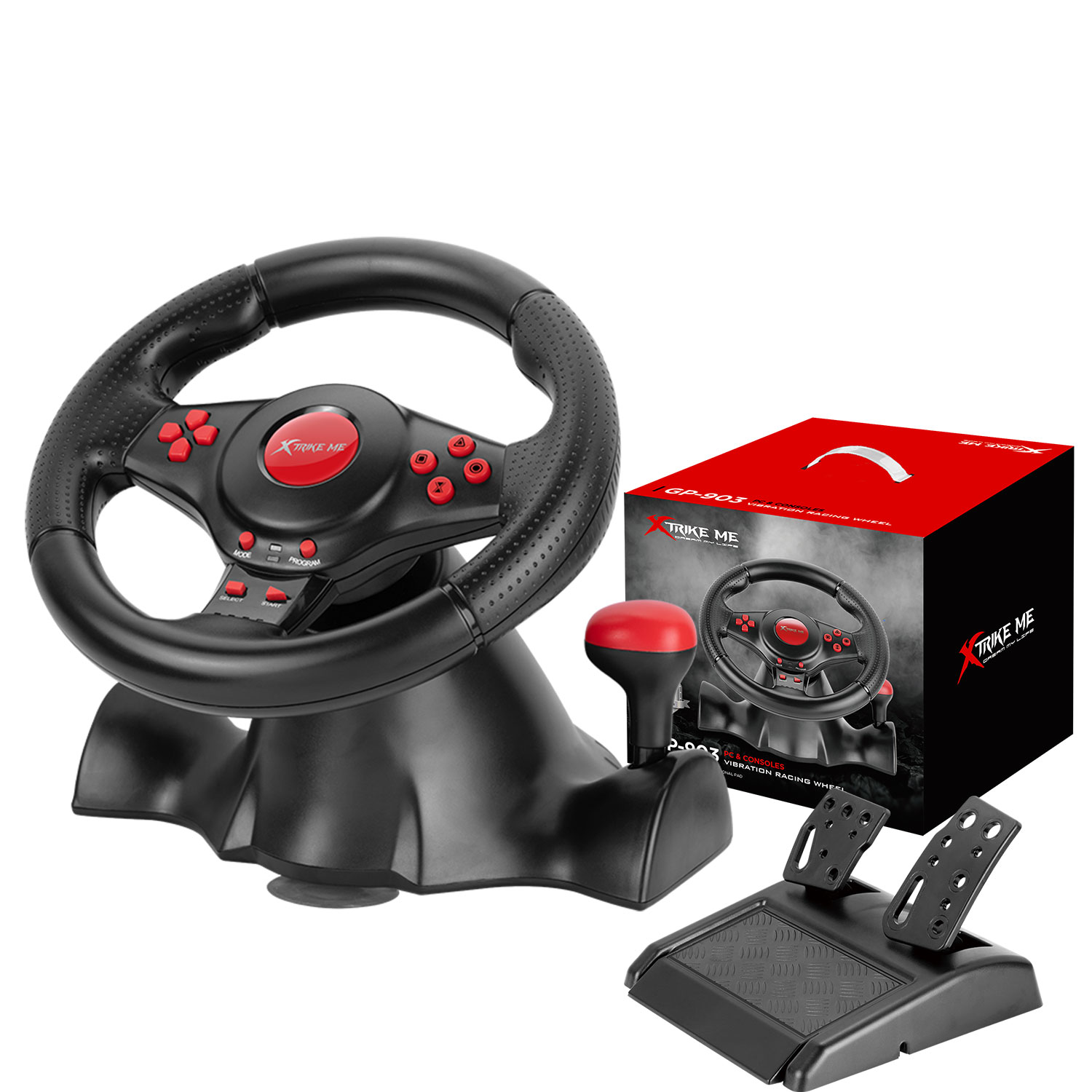 Xtrike Me Gp-903 Racing Wheel With Dual Vibration Motors Realistic Gaming Experience