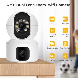 N9-2 Hd Smart 4mp 2+2 Wifi Double Lens Auto-tracking Tow Way Audio Ir Night Vision Camera
